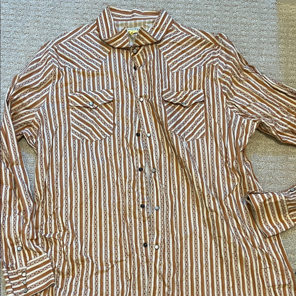 Tecovas Brown and White Striped Casual Shirt